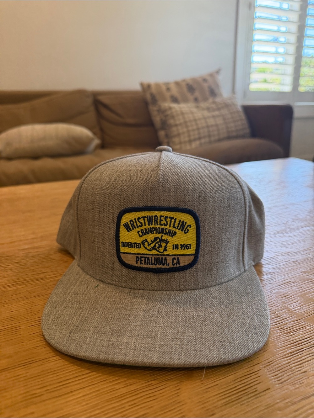 Wristwrestling Championship Patch Snapback Hat - Gray